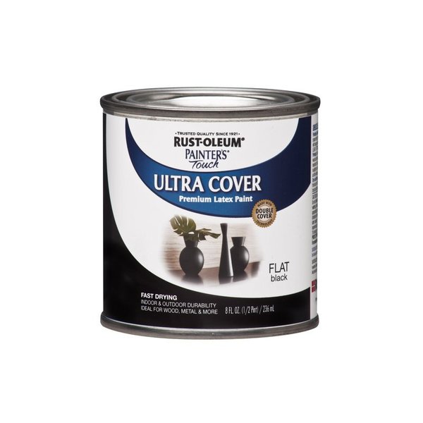 Krud Kutter Rust-Oleum Painters Touch Flat Black Water-Based Ultra Cover Paint Exterior & Interior 0.5 pt 1976730